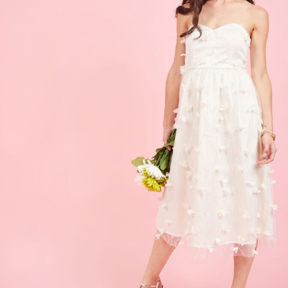 Floral Applique Merri Moxie Midi Embellished Tulle Dress